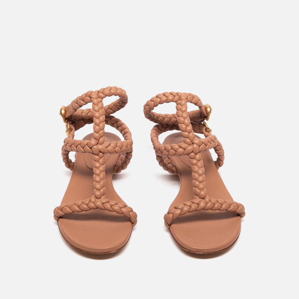 Gianvito Rossi Nude Leather Braided Strap Sandals, 37.5