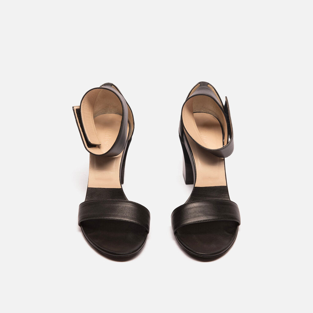 Chloe Black Leather Heeled Sandals