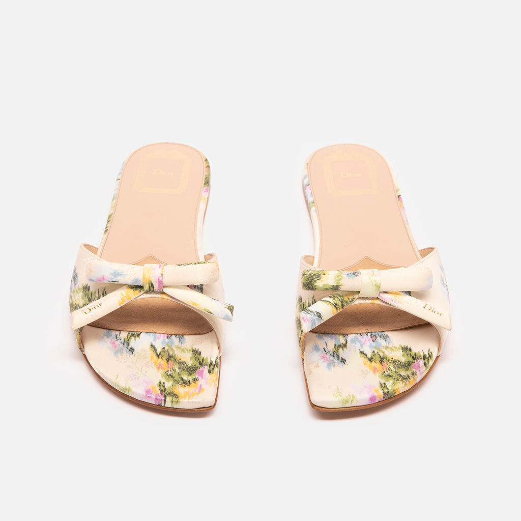 Christian Dior Multicolor Secret Garden Jacquard Bow Slides
