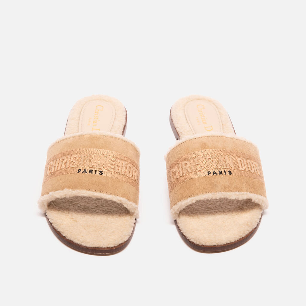 Christian Dior Brown Suede Shearling Sandal