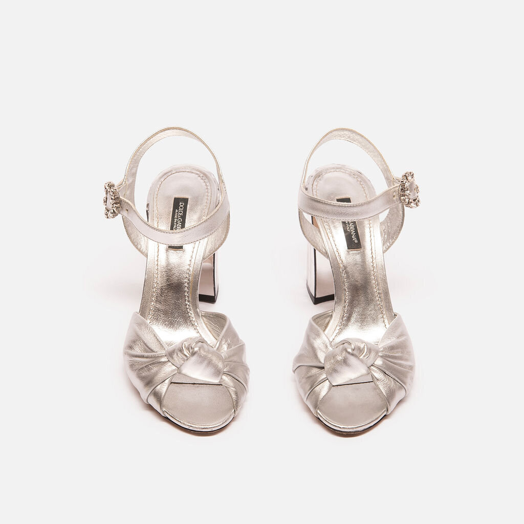 Dolce & Gabbana Silver Leather Mirror Block Heel