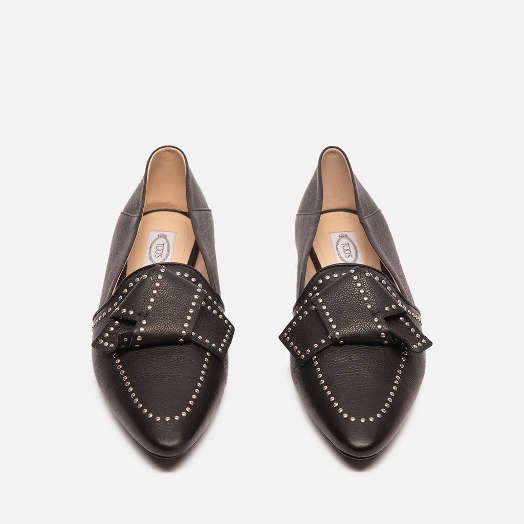 Tod's Black Leather Stud Flats