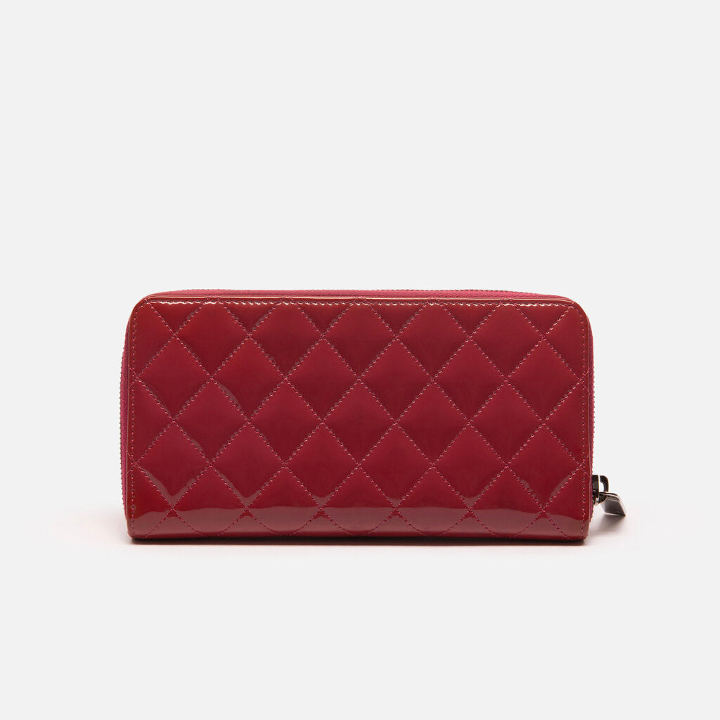 Chanel Raspberry Patent Leather Zippy Wallet