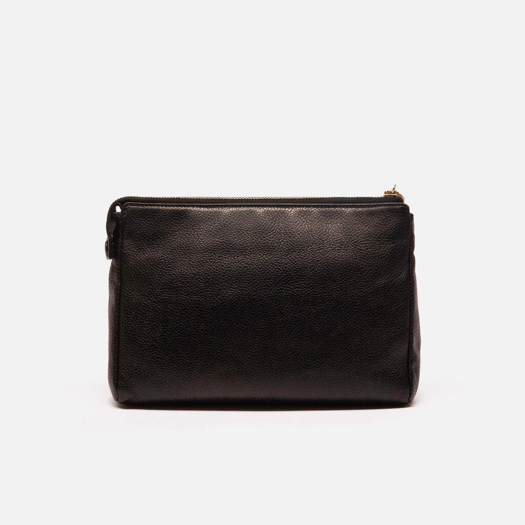 Chanel Black Caviar Coco Mark Zipped Pouch