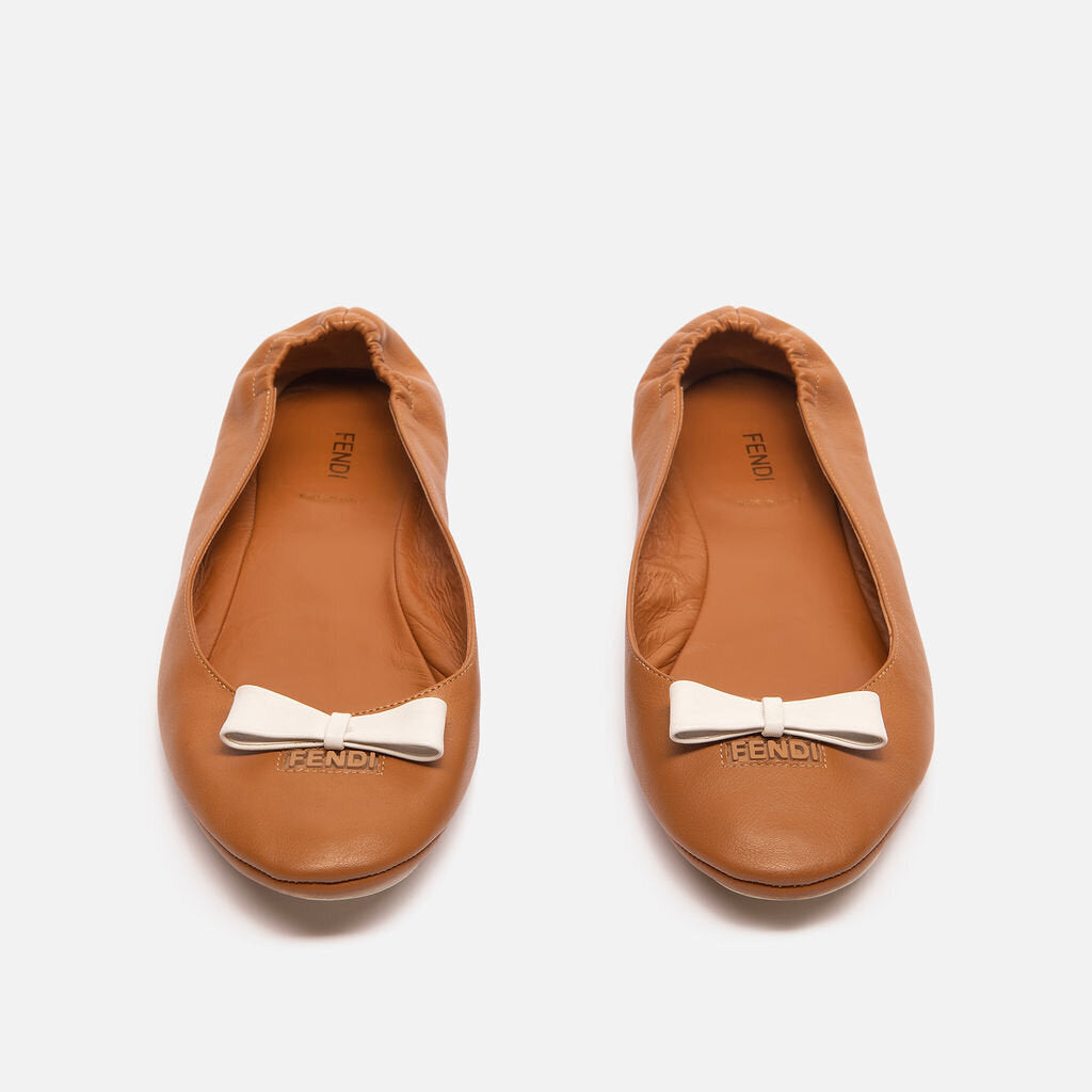 Fendi Brown Leather Ballet Flat