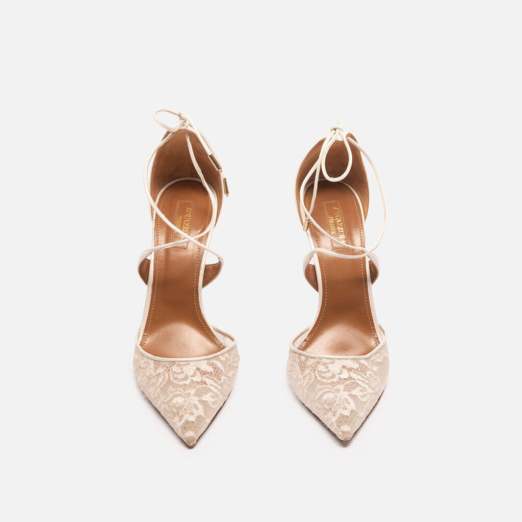 Aquazzura White Lace Pumps