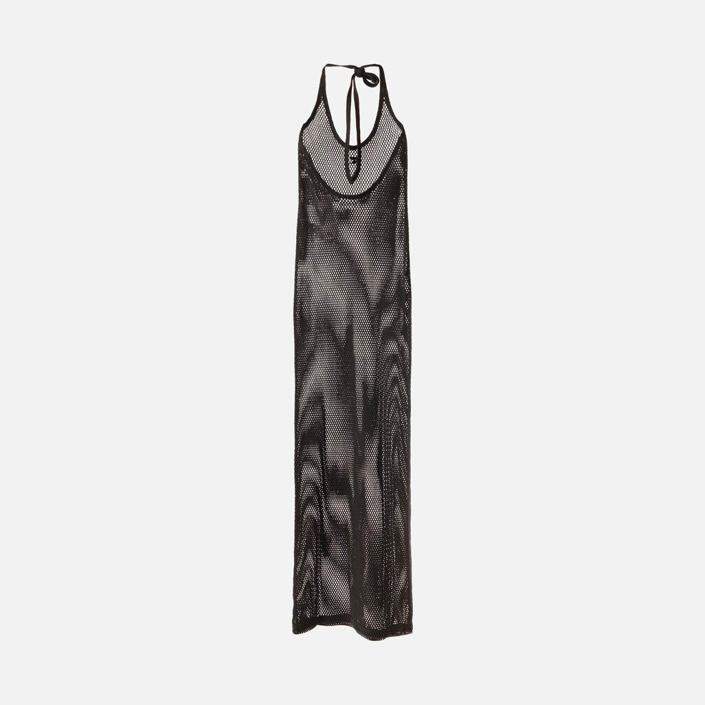 Courreges Black Cotton Mesh Long Dress (NWT 650)