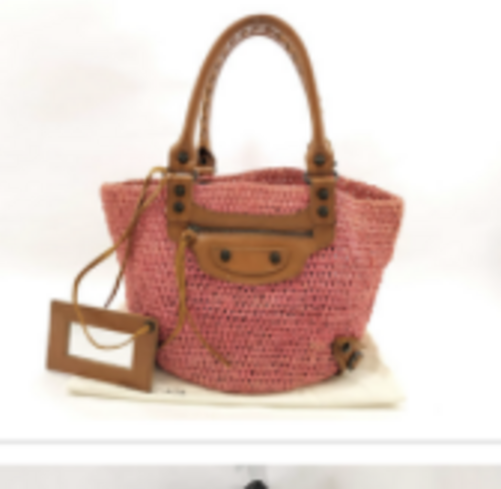 Pink Raffia Tote