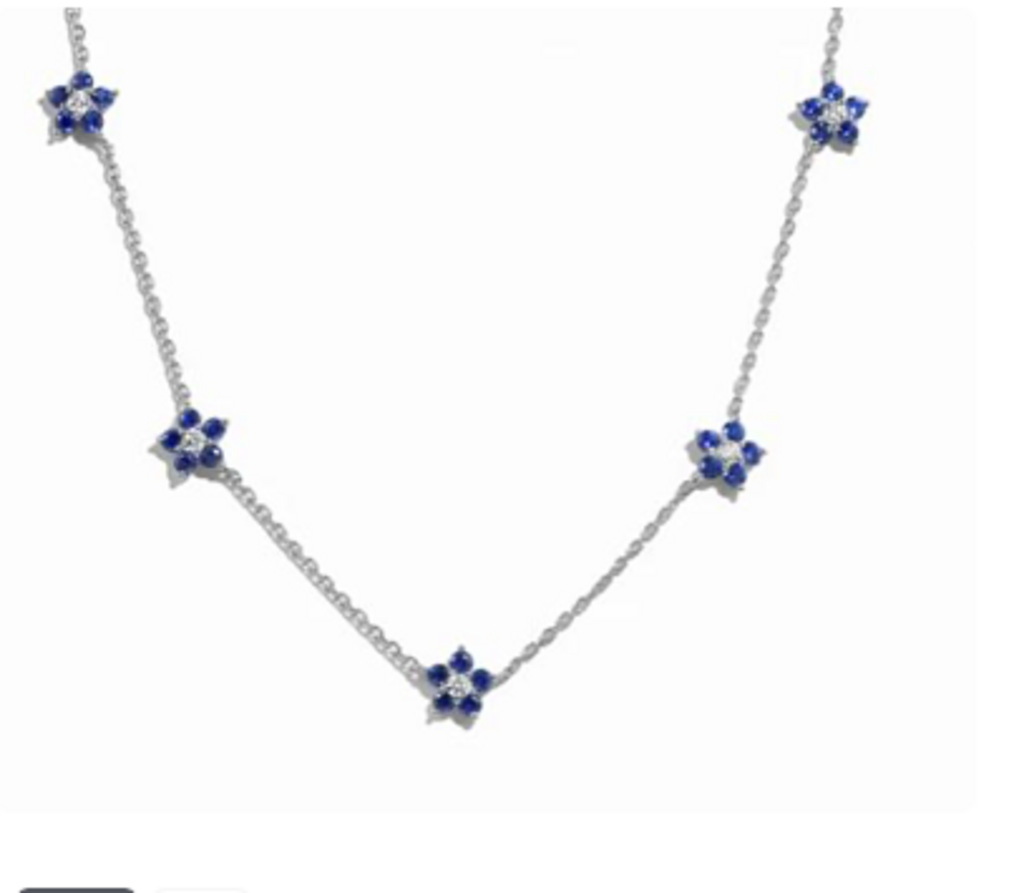 SAPPHIRE DIAMOND FLOWER NECKLACE WG