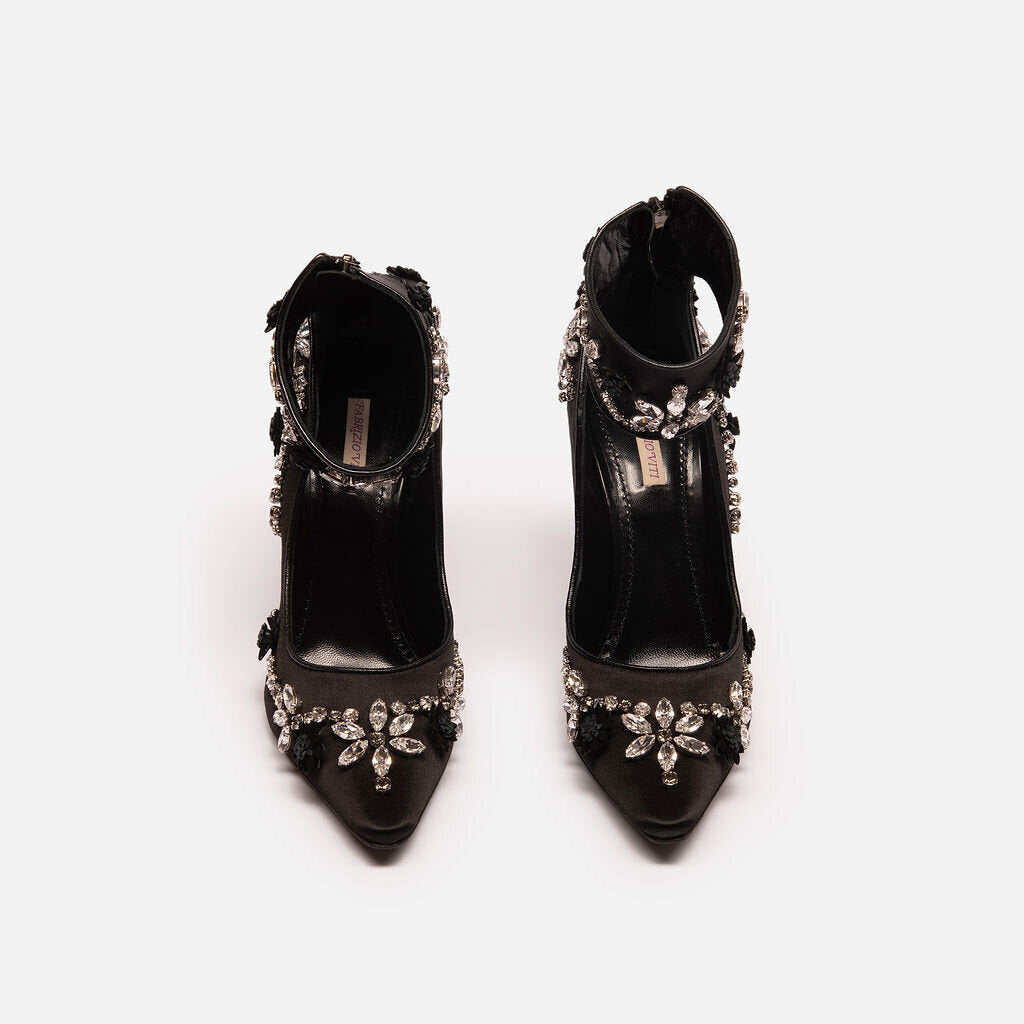 Fabrizio Viti Black Rhinestone Ankle Strap Heel