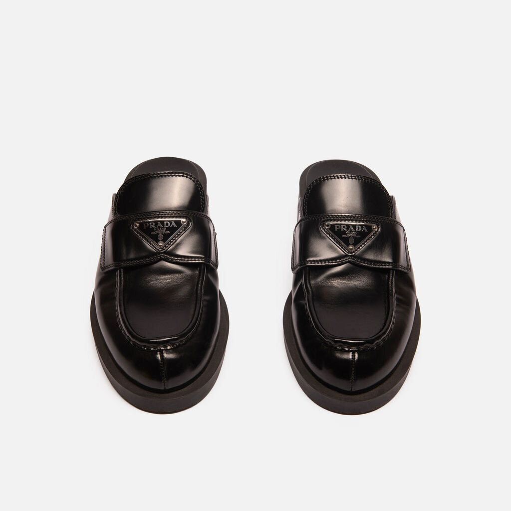 Prada Triangle Leather Loafer Mules (Est. 1270)
