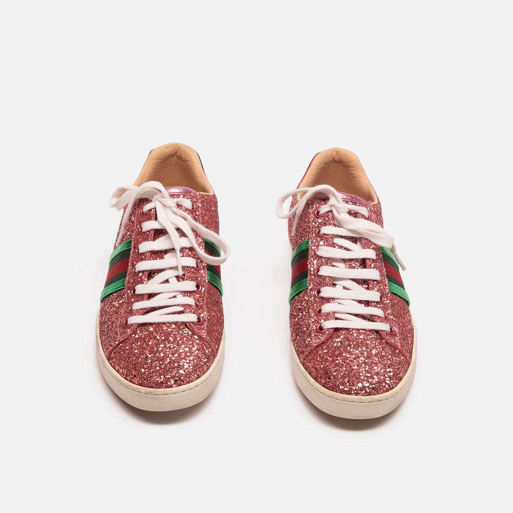 Gucci Pink Glitter Web Sneaker