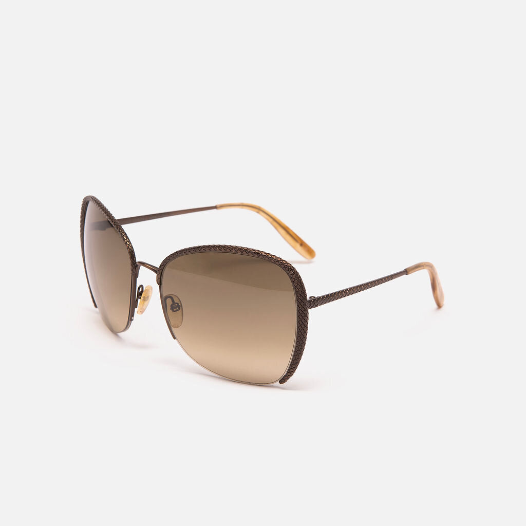 Bottega Veneta Brown Oversized Intrecciato Sunglasses