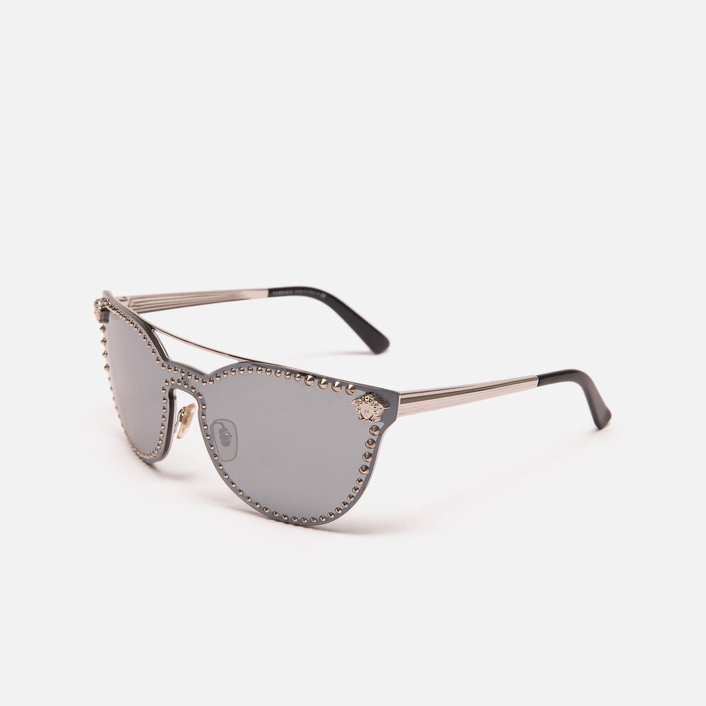 Versace Cat Eye Mirrored Stud Embellished Sunglasses