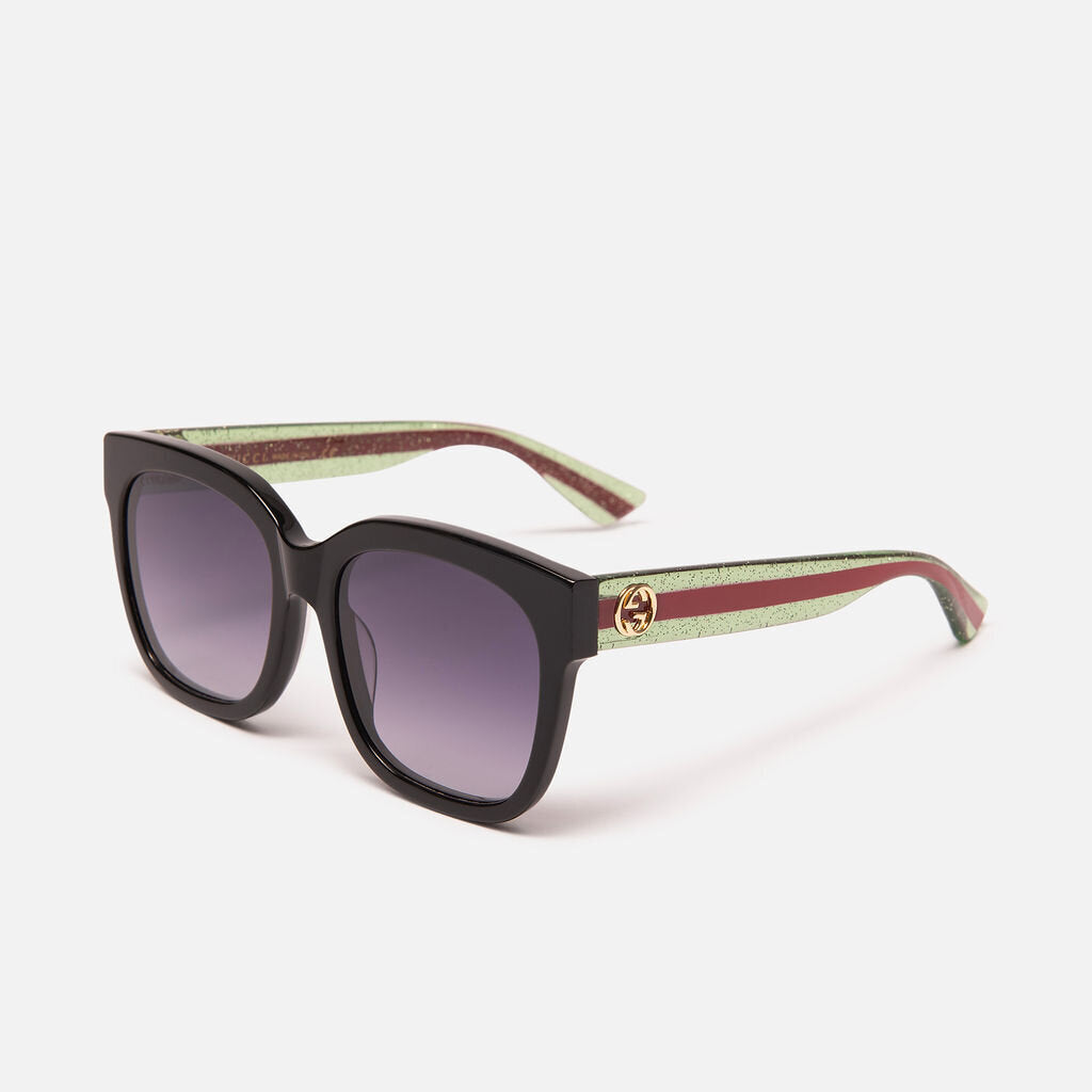 Gucci Black Frame & Green Glittler Sunglasses