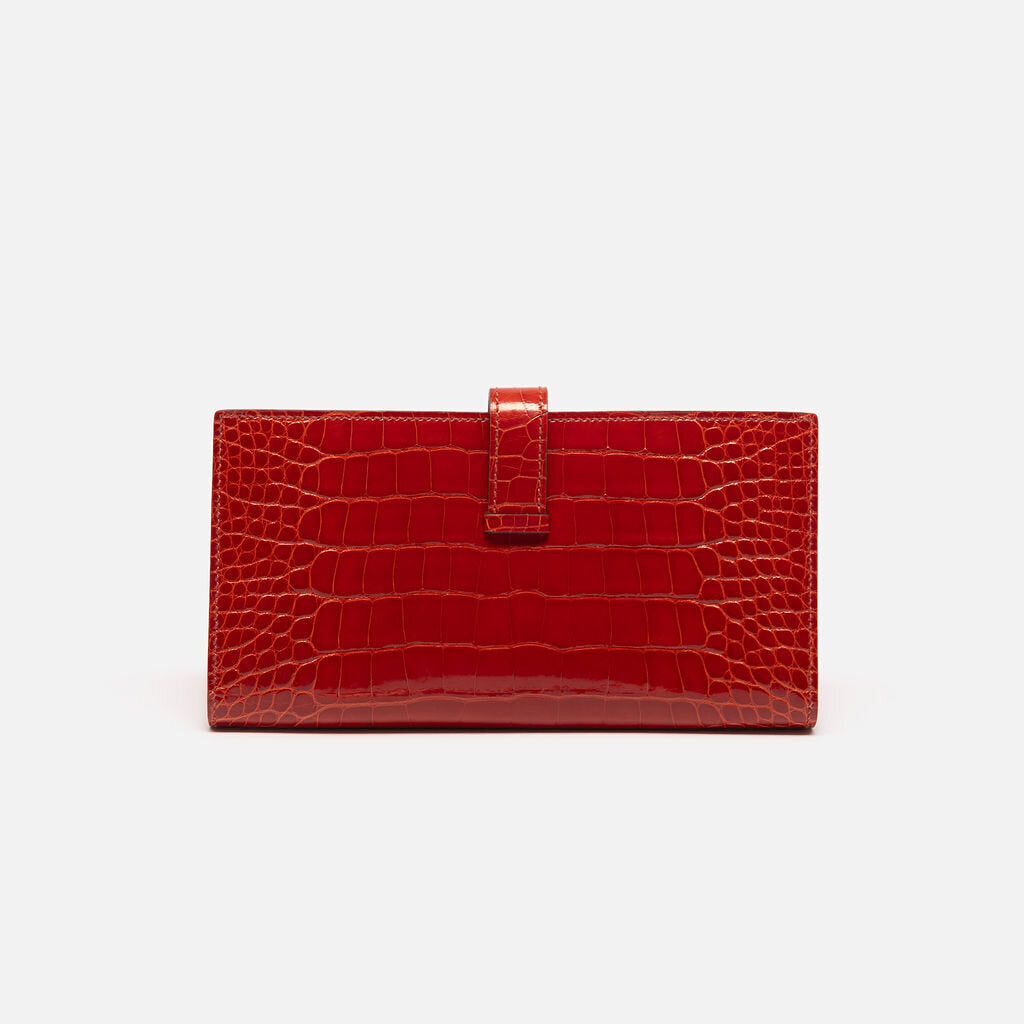 Hermes Brown/Gold Crocodile Bearn Wallet