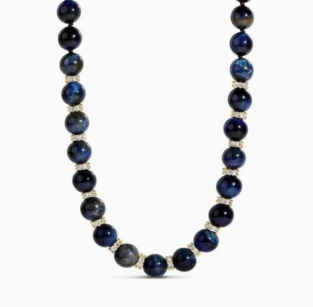 THE TIGER EYE Blue LUXE BEAD NECKLACE