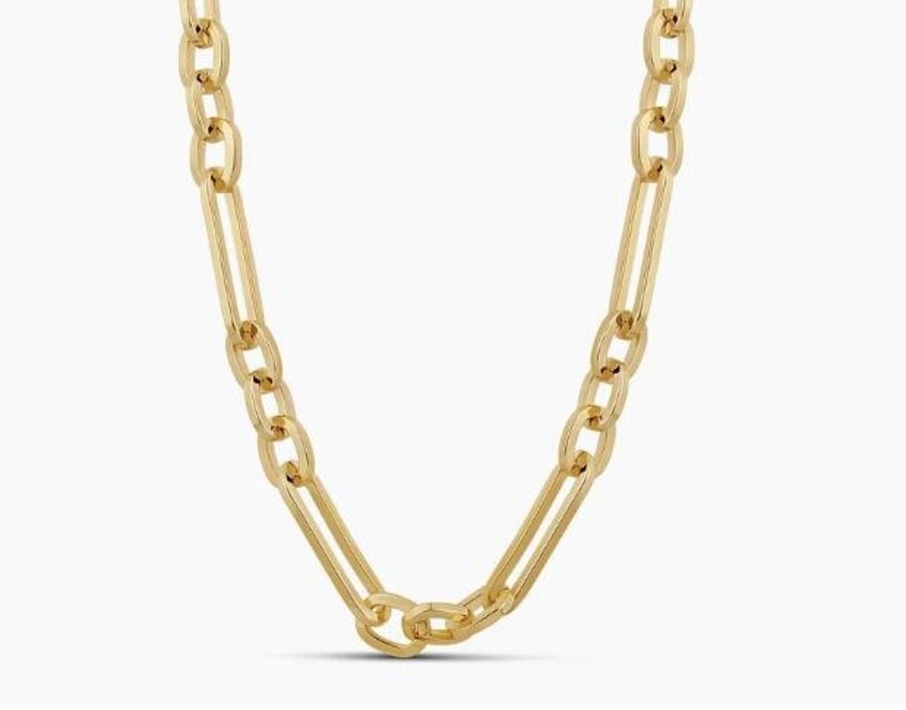 ELONGATED PAPERCLIP CHAIN NECKLACE YG