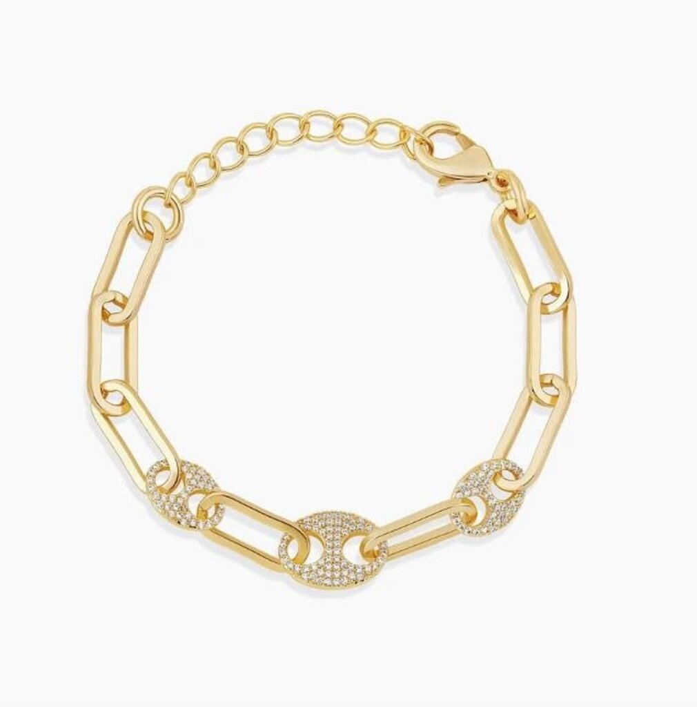 PAVE MARINER BRACELET YG
