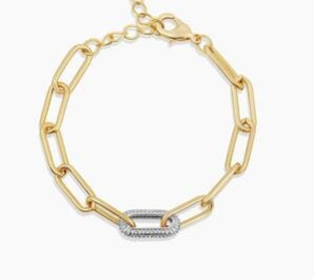 PAPERCLIP PAVE LINK BRACELET YG