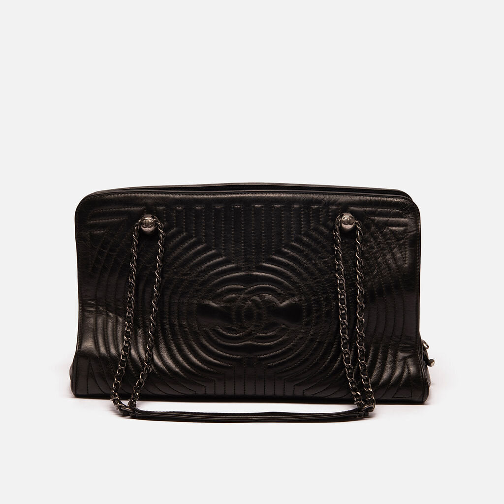 Chanel Black Circle Quilted Tote Bag