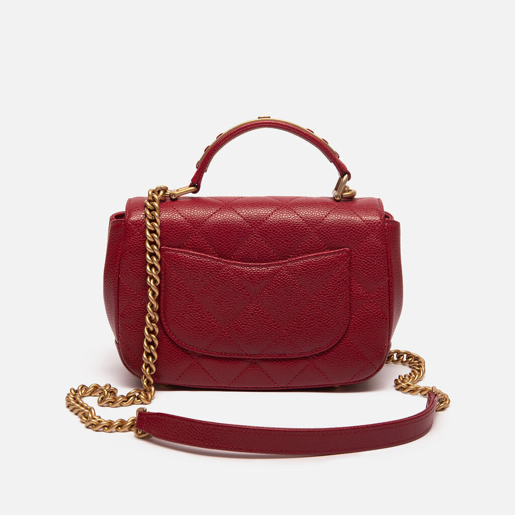 Chanel Burgundy Shiny Leather Chain Top Handle w/Crossbody