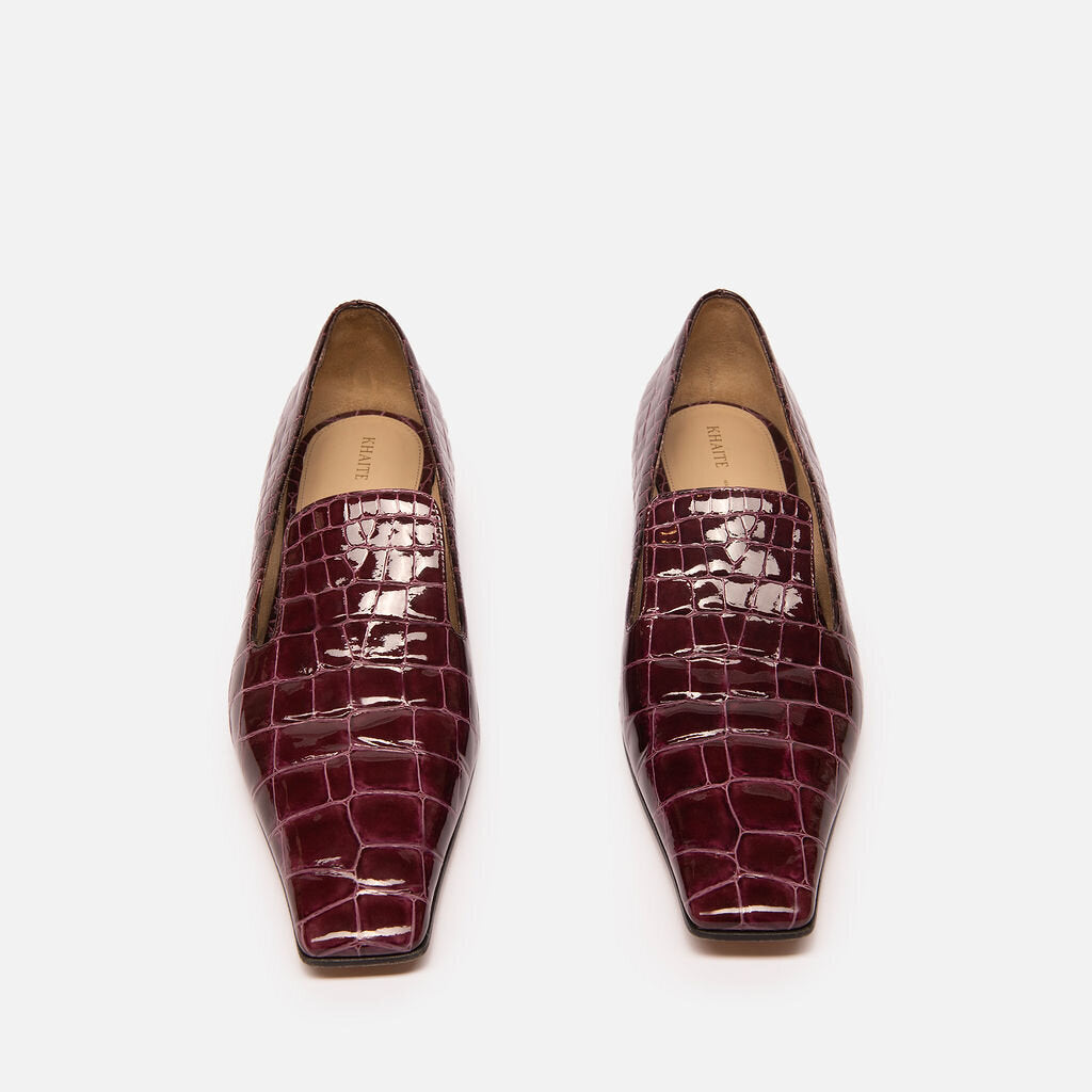Khaite Purple Leather Croc Embossed Loafer