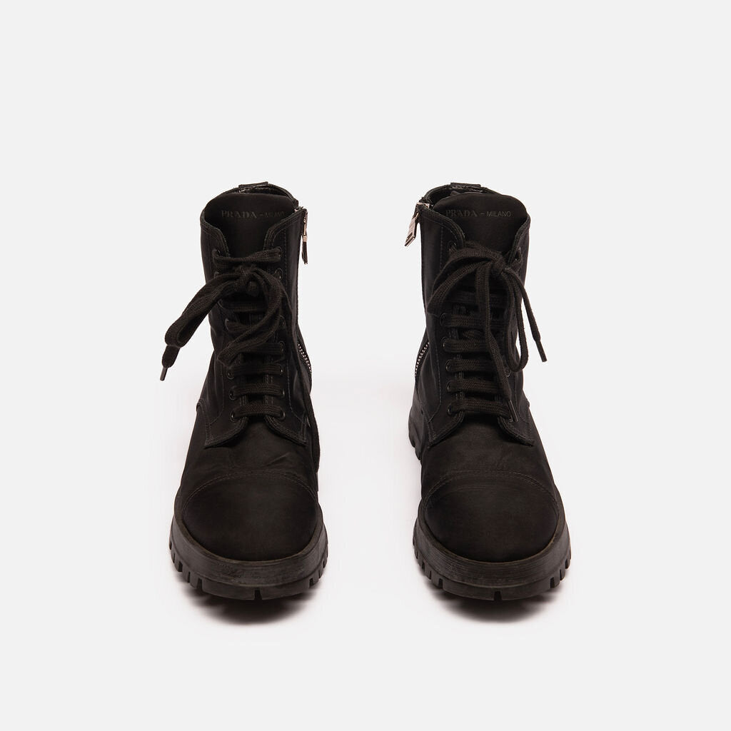 Prada Black Nylon Lug Sole Boots
