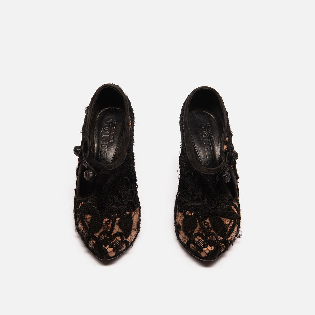 Alexander McQueen Black Lace Wedges