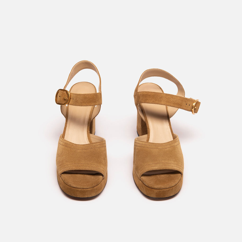 Valentino Tan Suede Platform Heels