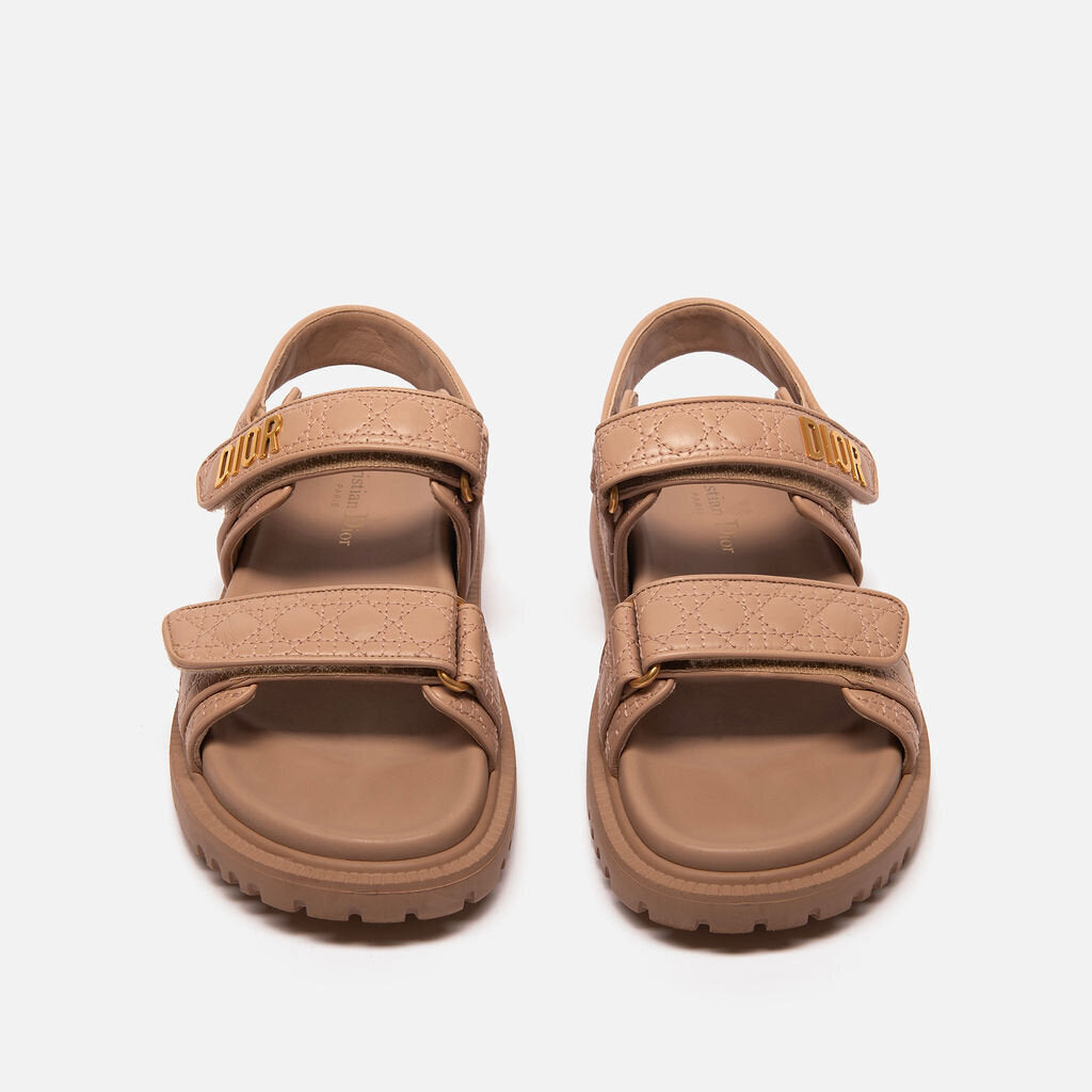 Christian Dior Beige Leather Quilted Dioract Sandal