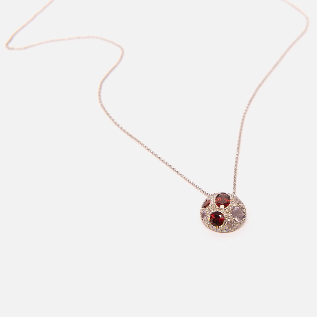 14k White Gold Garnet & Tourmaline Necklace
