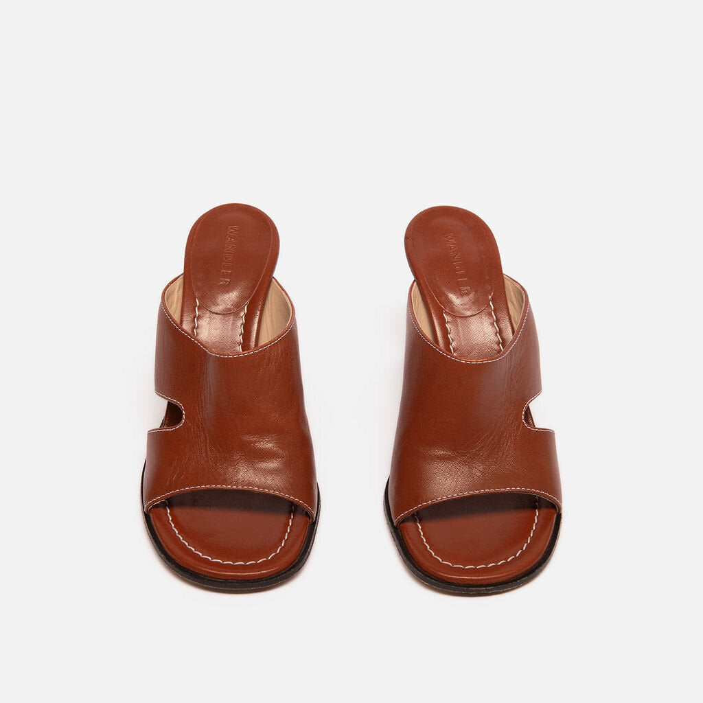 Wandler Brown Leather Heeled Sandal