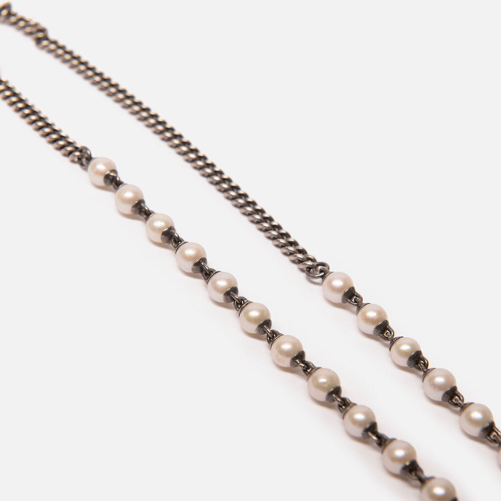 Maor Sterling Silver Chain Pearl Necklace