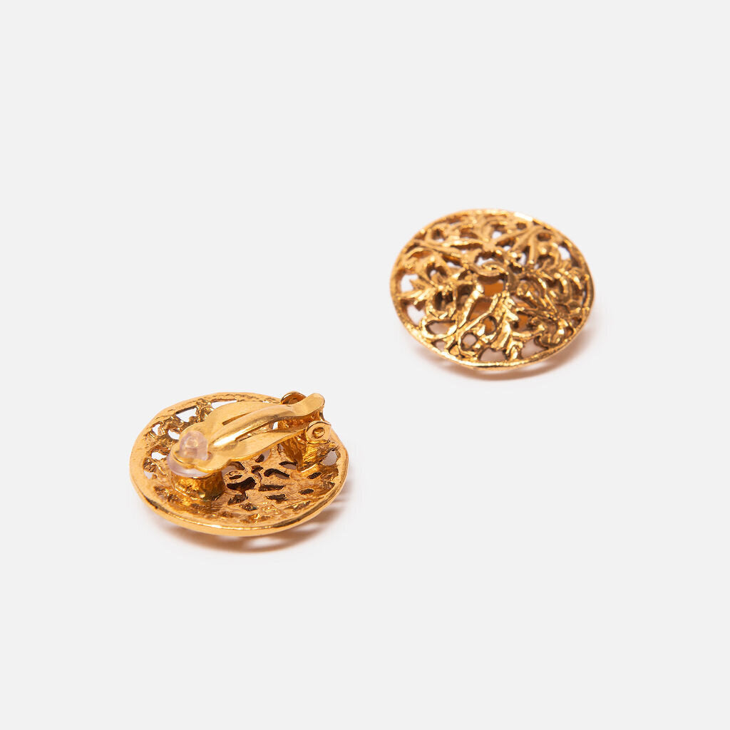 Chanel Gold-Tone Openwork Filigree Clip-On Earrings (1980s)