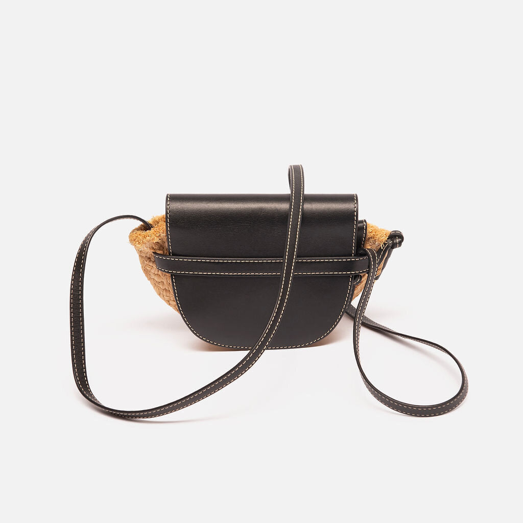 Loewe Black Leather & Raffia Gate Mini