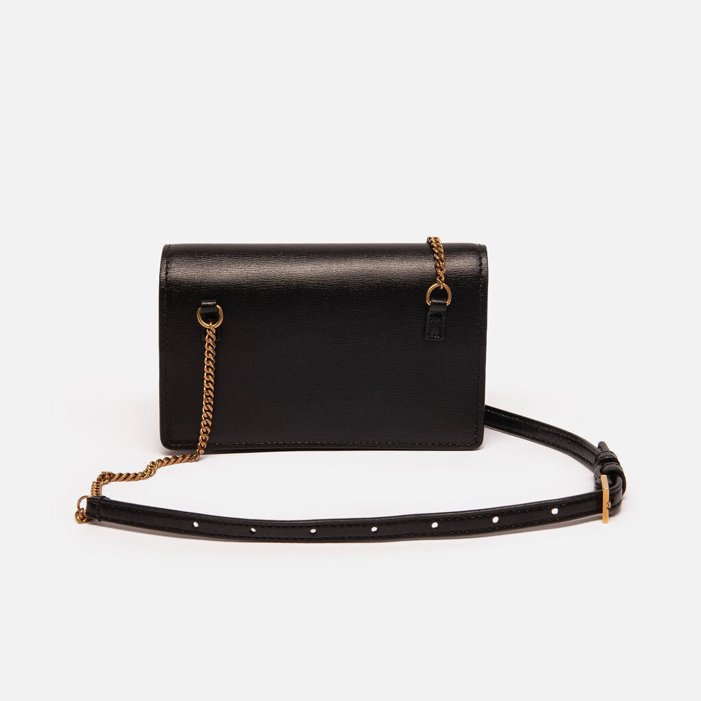 Saint Laurent Black Leather Sunset Chain Wallet