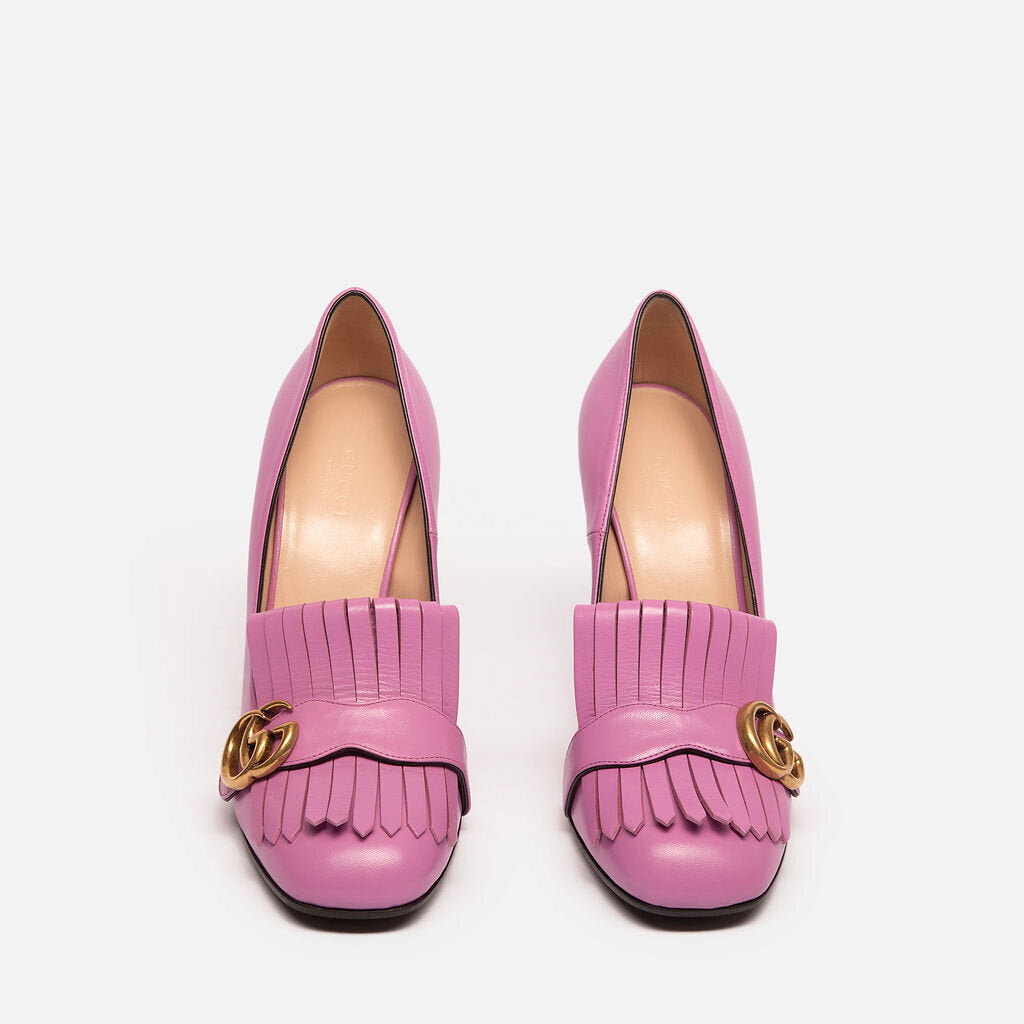 Gucci Lavender Fringe Block Heels