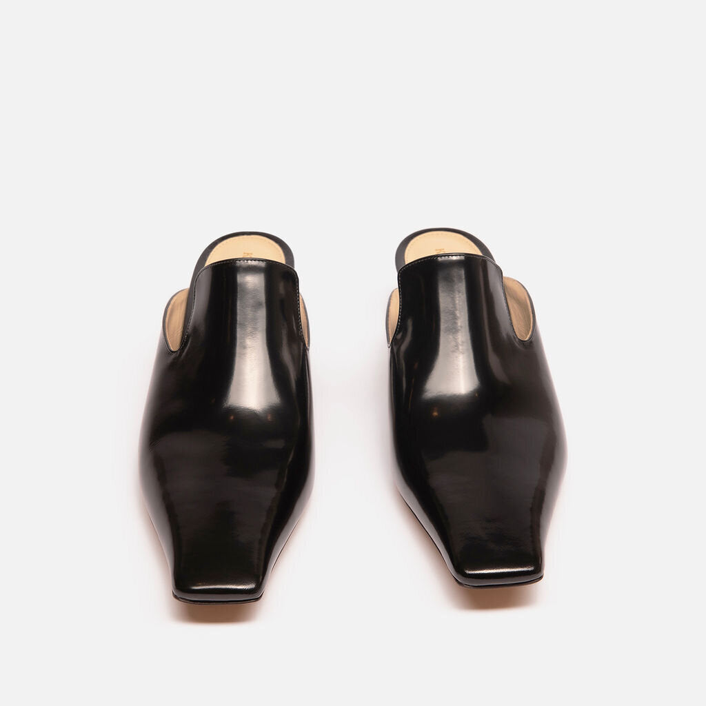 Khaite Black Leather Marfa Mules