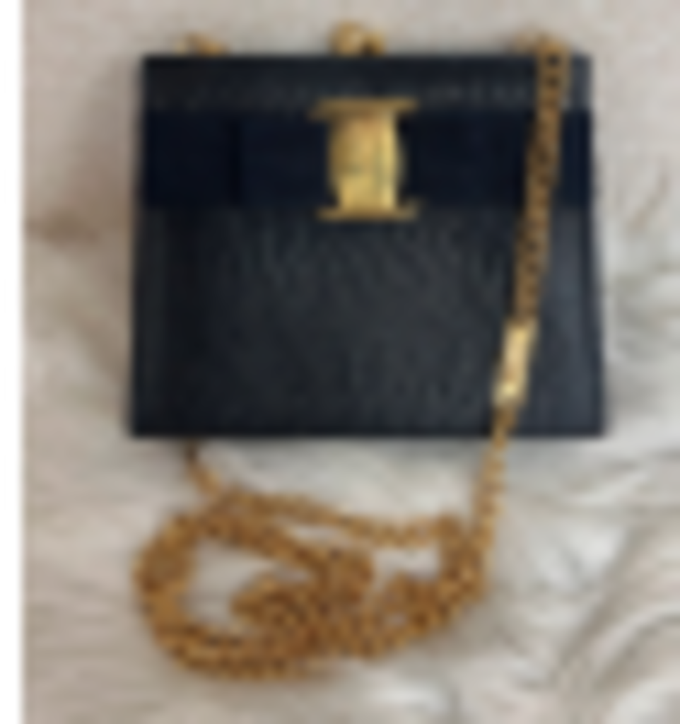 Navy Leather Chain Bag