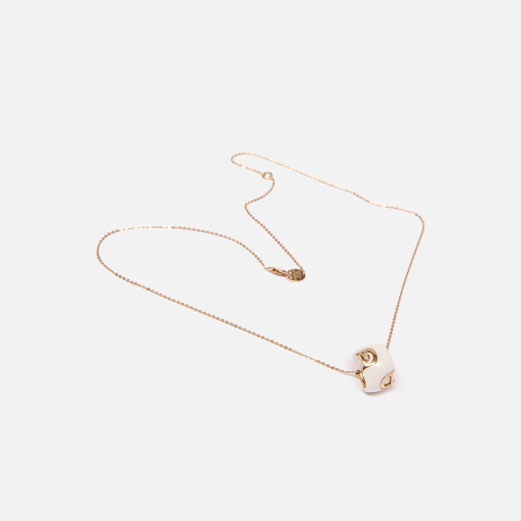 Damian Yellow Gold & Ceramic D.Icon Necklace With Single Diamond