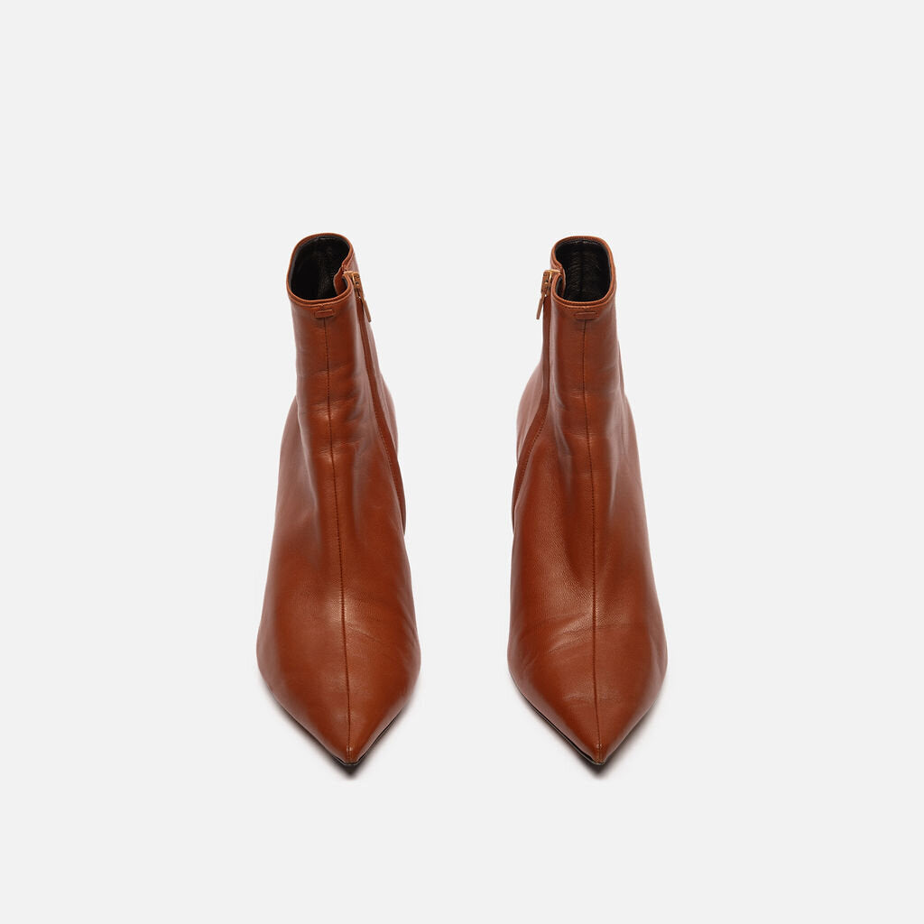 Celine Brown Leather Pointed Toe Ankle Boot