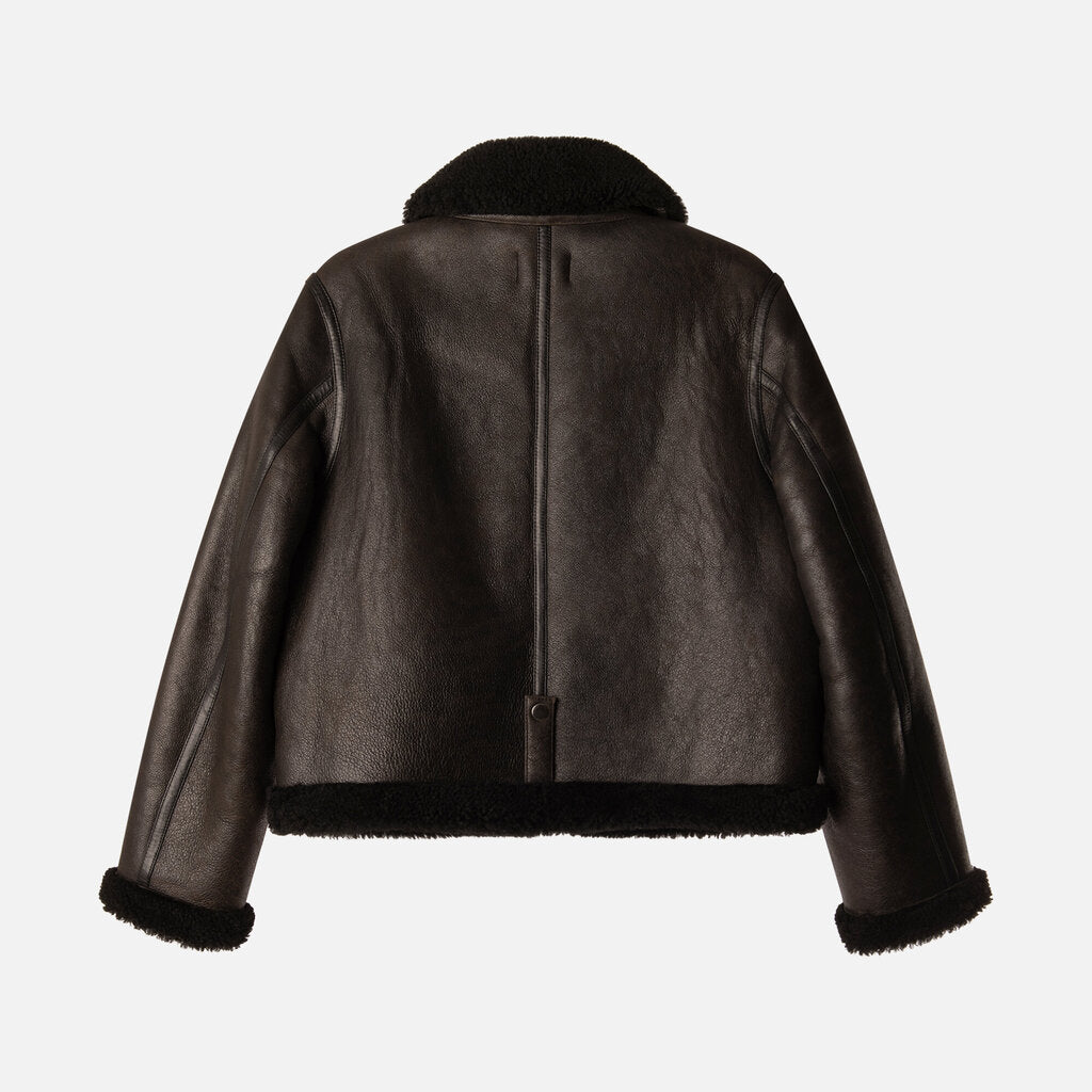 J. Crew Collection Black Shearling Lined Leather Jacket