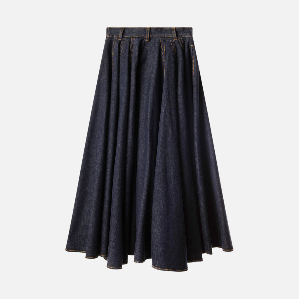 Alaia Indigo Denim Midi Circle Skirt