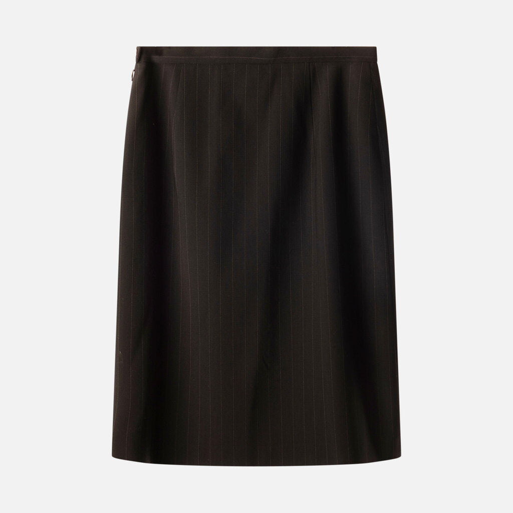 Max Mara Black Pinstripe Wool Pencil Skirt