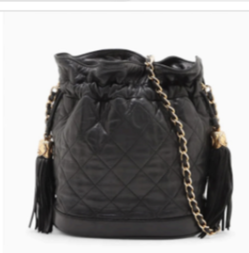 Black Matelasse Bucket Bag