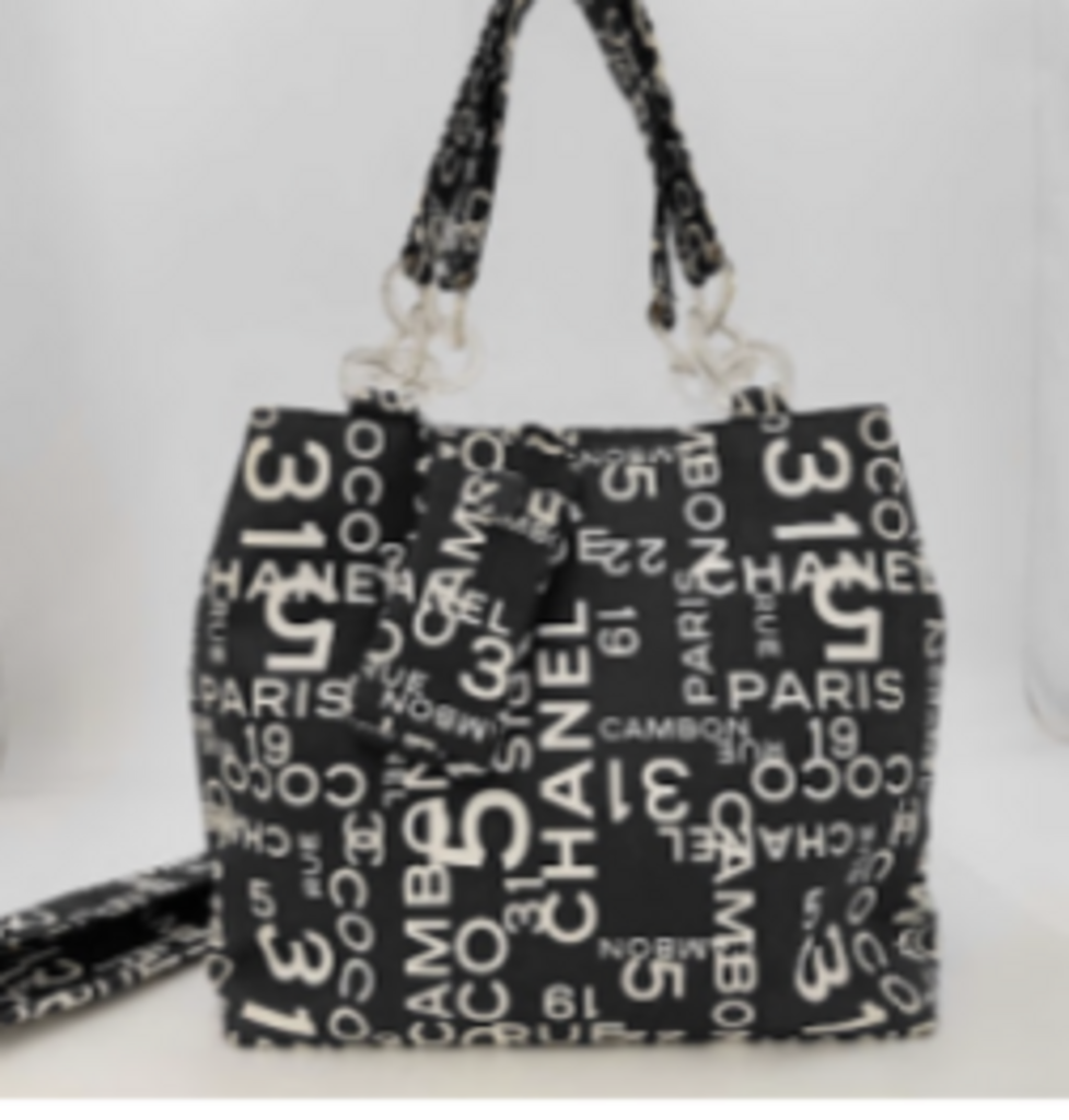 Black & White Canvas Logo Tote