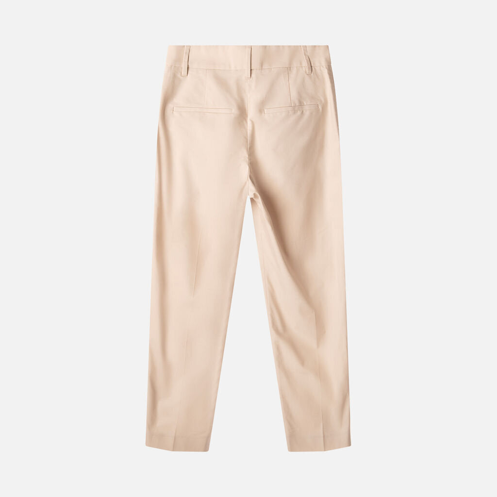 Brunello Cucinelli Taupe Cotton Pleated Trouser