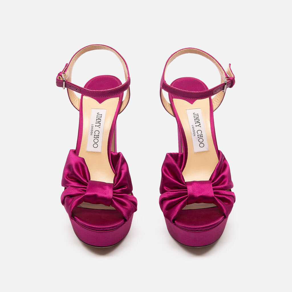 Jimmy Choo Magenta Purple Satin Heloise Platforms