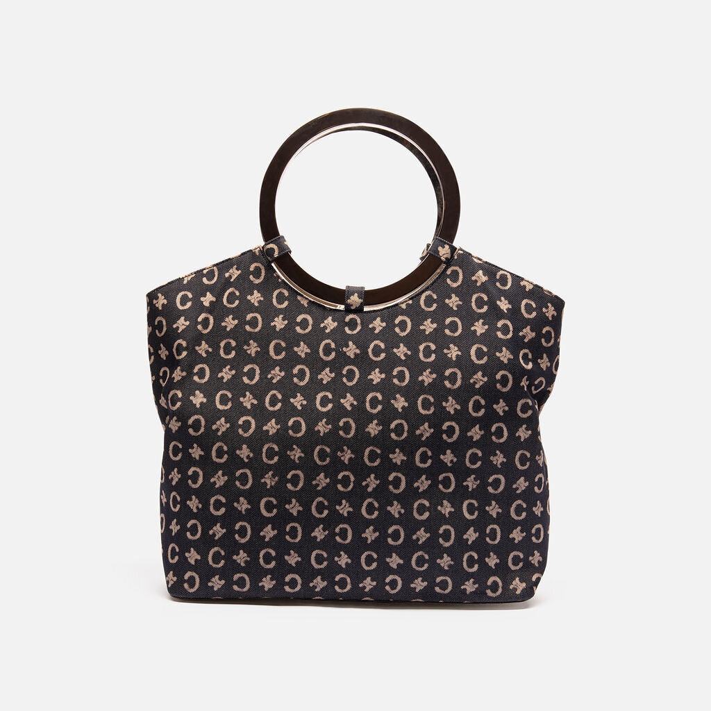 Celine Blue & White Canvas Top Handle Tote